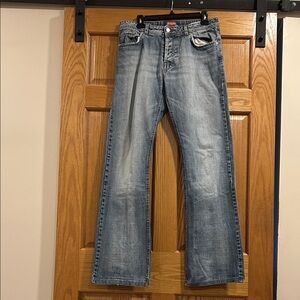 Duesenberg German Vintage Light Blue Four Button Front Bootcut Men's Jeans